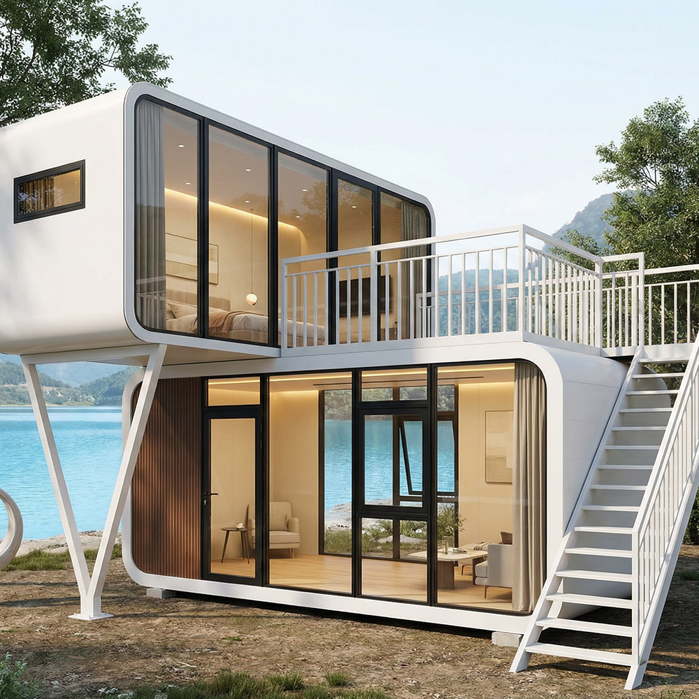 Nhà ở dạng viên nang không gian ngoài trời thông minh di động có cầu thang tiếp cận